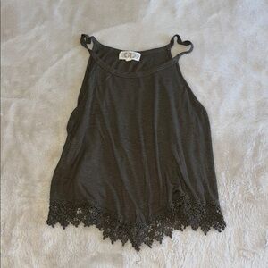 Elegant Brown Lace Trim Women's Top